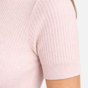 Women’s Ribbed Knit Polo Shirt Slim Fit Short Sleeve Summer Top