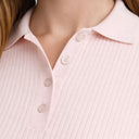 Women’s Ribbed Knit Polo Shirt Slim Fit Short Sleeve Summer Top