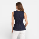 Women’s Tweed Waistcoat Belted Sleeveless Button Front Vest
