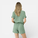 Damen Baumwolle Leinen Co-Ord Set Leichtes Lässiges Sommeroutfit