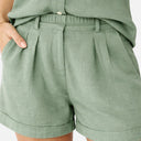 Damen Baumwolle Leinen Co-Ord Set Leichtes Lässiges Sommeroutfit