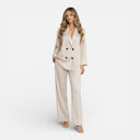 Women’s Blazer and Trousers Set Wrinkle Texture Lightweight Suit
