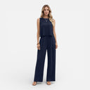 Women’s Linen Cotton Blend Top and Trousers Set Lightweight Summer Outfit