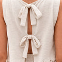 Women’s Linen Cotton Blend Top and Trousers Set Lightweight Summer Outfit