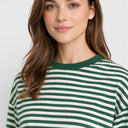 Dames Katoenen Gestreept T-shirt met Lange Mouwen Oversized Casual
