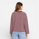 Dames Katoenen Gestreept T-shirt met Lange Mouwen Oversized Casual