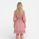 Women’s Summer Floral Dress Smocked Waist V-Neck Midi