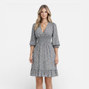 Women’s Summer Floral Dress Smocked Waist V-Neck Midi