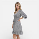 Women’s Summer Floral Dress Smocked Waist V-Neck Midi