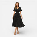 Women’s Polka Dot Dress Lightweight Flowy Midi Short Sleeve