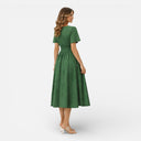 Women’s Polka Dot Dress Lightweight Flowy Midi Short Sleeve