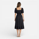 Women’s Square Neck Midi Dress Smocked Waist A-Line Summer