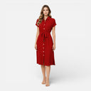 Women’s Midi Shirt Dress Lightweight Breathable Tie Waist