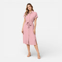 Women’s Midi Shirt Dress Lightweight Breathable Tie Waist