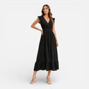 Women’s Lightweight Midi Dress V Neck Flowy Elegant Summer