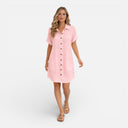 Women’s Linen Cotton Blend Shirt Dress Button Front Casual Summer Dress
