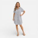 Women’s Linen Cotton Blend Shirt Dress Button Front Casual Summer Dress