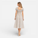 Women’s Floral Midi Dress Smocked Waist Puff Sleeve Summer