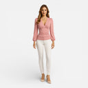 Women’s Long Sleeve V-Neck Top Stretch Jersey Elegant Fit