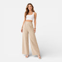 Women’s Linen High Waist Wide Leg Trousers Lightweight