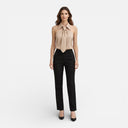 Women’s Sleeveless Halter Blouse Satin Neck Tie Elegant Fit