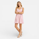 Damen gestreiftes Baumwoll-Sommerkleid – A-Linie knielang mit Taschen