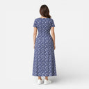 Damen Midikleid mit Blumenmuster und V-Ausschnitt – Sommerkleid für Hochzeitsgäste