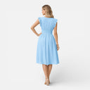 Damen Midikleid mit Lochspitze und V-Ausschnitt – Sommerkleid für Hochzeitsgäste