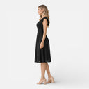 Damen Midikleid mit Lochspitze und V-Ausschnitt – Sommerkleid für Hochzeitsgäste