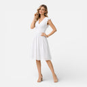 Damen Midikleid mit Lochspitze und V-Ausschnitt – Sommerkleid für Hochzeitsgäste