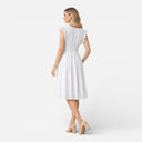 Damen Midikleid mit Lochspitze und V-Ausschnitt – Sommerkleid für Hochzeitsgäste