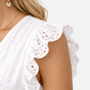 Damen Midikleid mit Lochspitze und V-Ausschnitt – Sommerkleid für Hochzeitsgäste