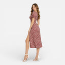 Damen Midikleid mit Blumenmuster und eckigem Ausschnitt – Eleganter Sommerstil