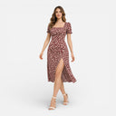 Damen Midikleid mit Blumenmuster und eckigem Ausschnitt – Eleganter Sommerstil