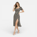 Damen Midikleid mit Blumenmuster und eckigem Ausschnitt – Eleganter Sommerstil