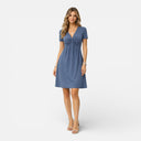 Damen Baumwollkleid mit gedrehtem Vorderteil – V-Ausschnitt A-Linien Sommerstil