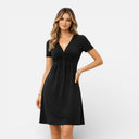 Damen Baumwollkleid mit gedrehtem Vorderteil – V-Ausschnitt A-Linien Sommerstil