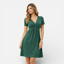 Damen Baumwollkleid mit gedrehtem Vorderteil – V-Ausschnitt A-Linien Sommerstil