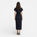 Damen Denim Midi-Kleid Slim Fit Mit Knopfleiste und Kragen Klassisch