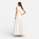 Damen Ärmelloses Maxi-Kleid mit Reißverschluss vorne Eleganter Faltenrock