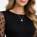 Dames Zwarte Kantjurk Elegant Metelhoge Mouwen Ronde Hals