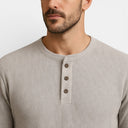 Men’s Long Sleeve Henley Shirt Ribbed Cotton Regular Fit