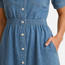 Women’s Denim Midi Dress Timeless Button Front Design