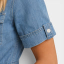 Women’s Denim Midi Dress Timeless Button Front Design