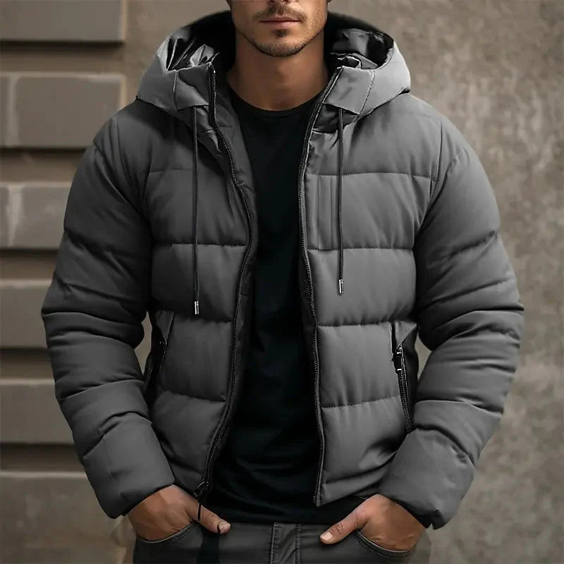 Elias Men’s Puffer Jacket – Winter Quilted Hooded Coat