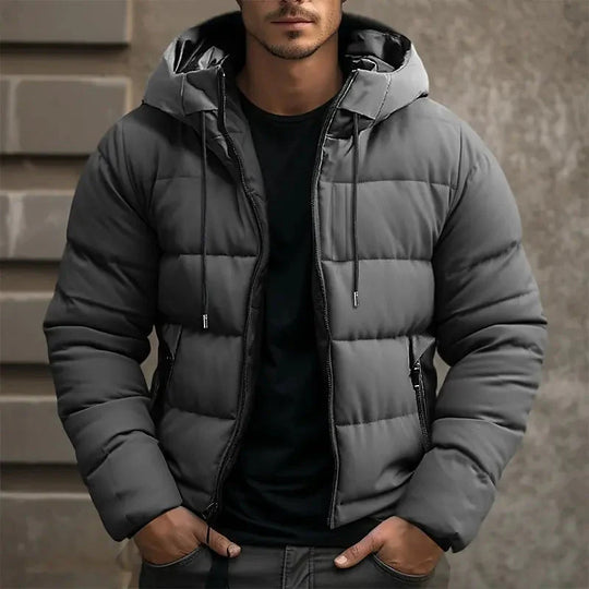Elias Men’s Puffer Jacket – Winter Quilted Hooded Coat