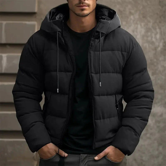 Elias Men’s Puffer Jacket – Winter Quilted Hooded Coat