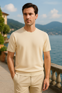 Nathan Men’s Knitted T-Shirt – Short Sleeve Cotton Blend Summer Top