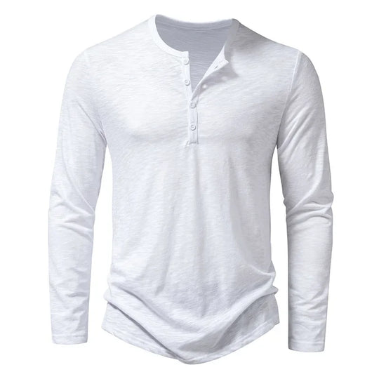 Barclay & Bloom | Men’s Henley Shirt – Long Sleeve Cotton Blend Top with Button Placket