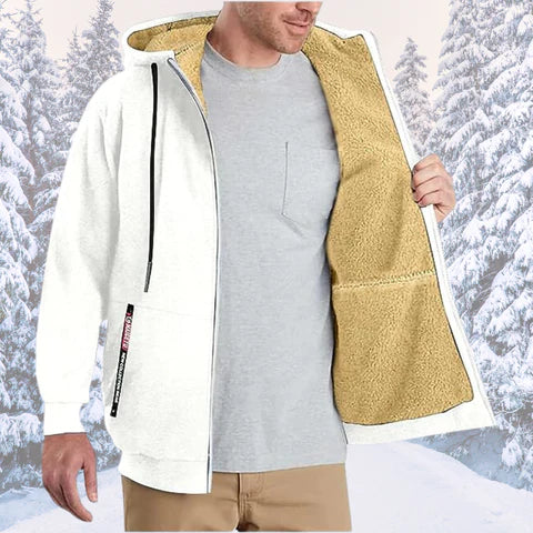 Caleb Men’s Fleece Jacket – Winter Zip Hoodie with Sherpa Lining